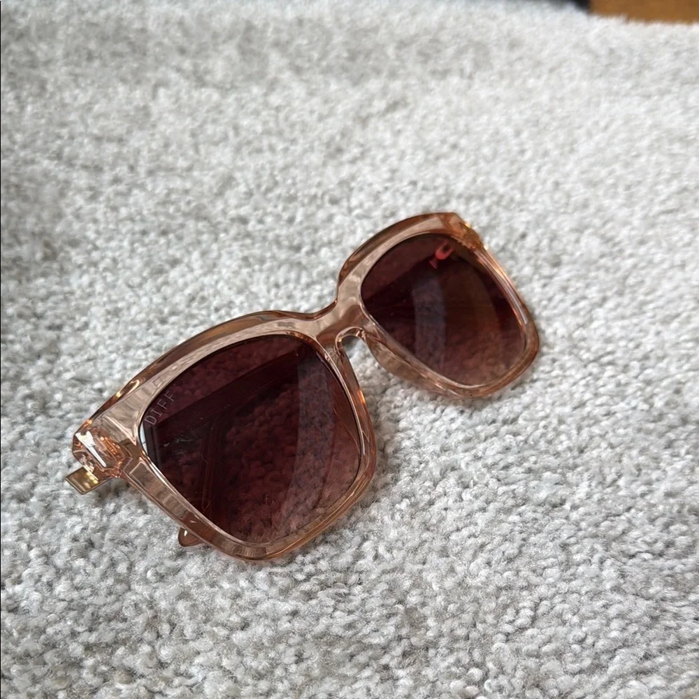 Transparent Peach Square Sunglasses with Brown Lenses